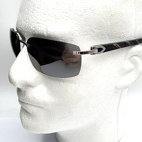 NEW! Cartier Buffalo Black/Grey-Silver Mirror Sunglasses - Picture 11 of 13